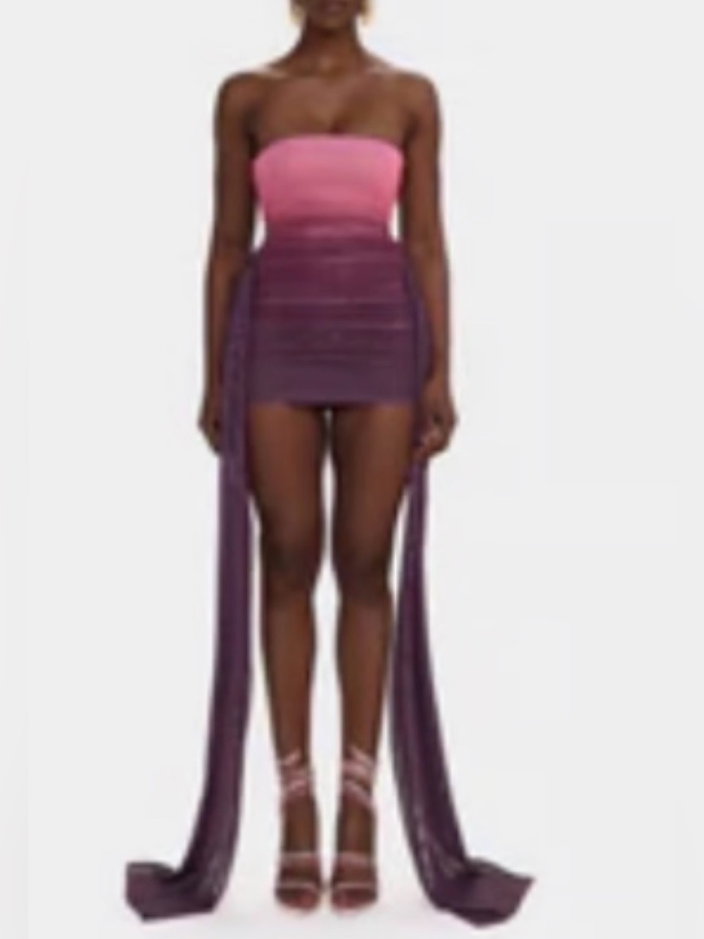 Strapless Pink to Purple Ombre Mini Dress